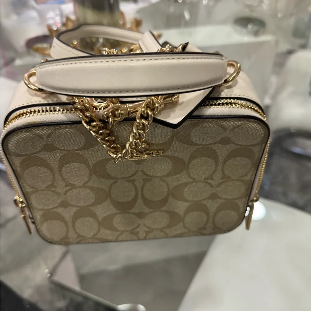 Coach Signature Canvas Crossbody Bag in Chalk and Tan - Picture 1 of 3